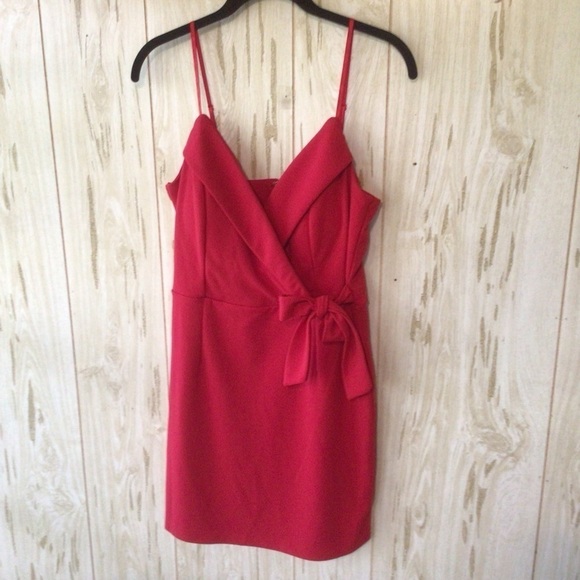 NEW Francesca’s Trixxi Red Surplice Neckline Side Tie Mini Dress L - Picture 1 of 10